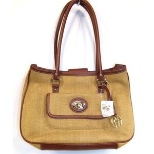 Etienne Aigner Woven Purse Juliet Collection Toast Brown Handbag Satchel Bag NWT